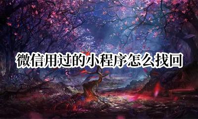 怎么样找回微信小程序 微信用过的小程序怎么找回