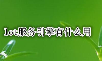 lot业务 lot服务引擎有什么用