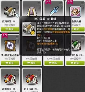 暗影双刀技能详解大全 冒险岛的全部技能介绍