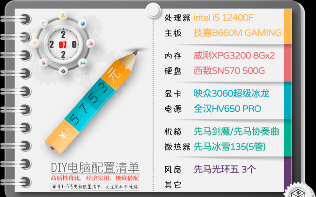 台式电脑组装机配置单详细