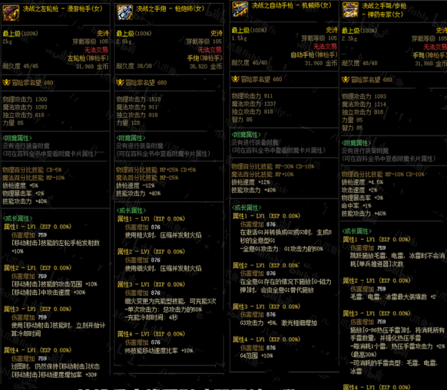 最新dnf全职业技能一览表