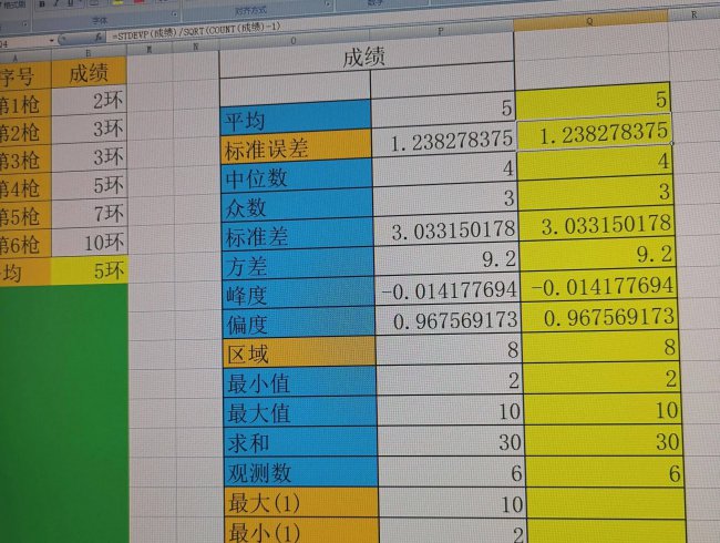 方差公式excel函数