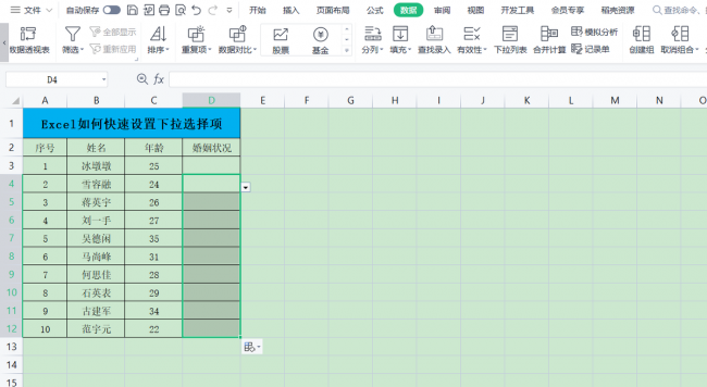 wps下拉选项怎么添加内容