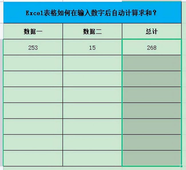 表格自动求和公式怎么设置