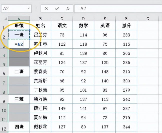 隔行填充相同内容