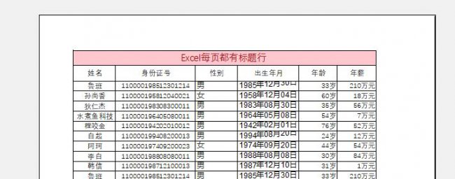 打印表头每一页都有怎么设置