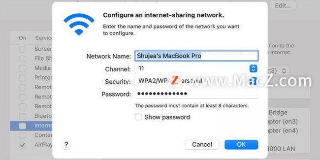 mac共享wifi密码怎么设置