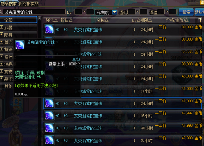 dnf光强宝珠有哪些属性