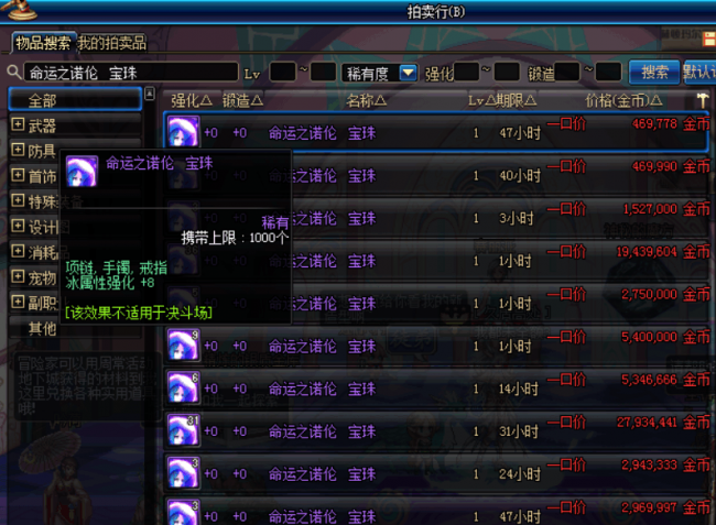 dnf光强宝珠有哪些属性