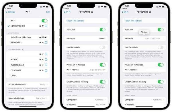 iphone查看已连接wifi密码