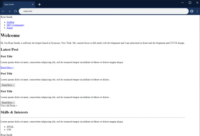 web个人网页制作代码