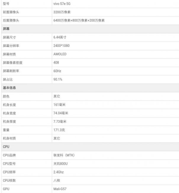 vivos7e什么处理器