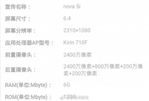 华为nova5i配置参数