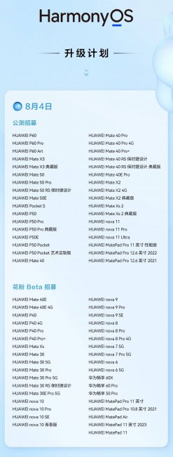 华为鸿蒙os支持机型有哪些