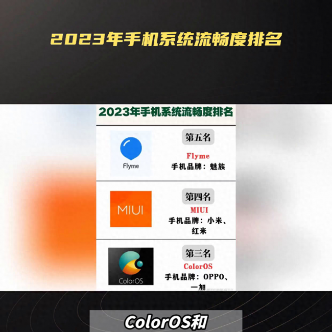 2023手机系统流畅排名