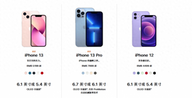 苹果13配置参数对比图