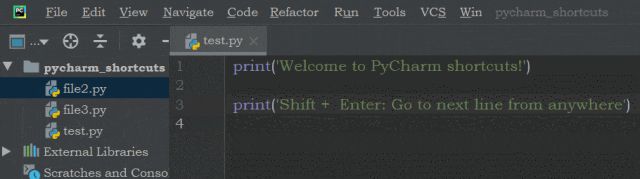 pycharm常用快捷键