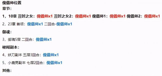 阴阳师傀儡师哪里多哪里打