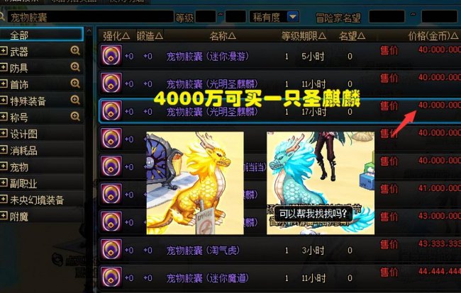 dnf可交易宠物排行怎么搜索