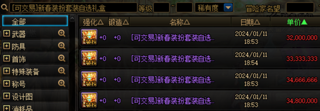 dnf春节套多少钱一套