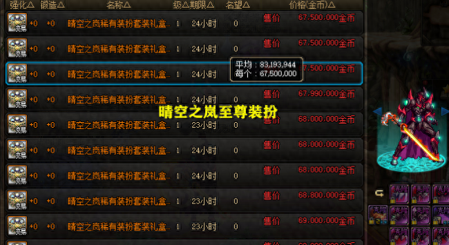 dnf合天空一般多少钱