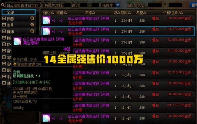 dnf所有属强宝珠大全图片