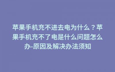 苹果手机突然充不进去电了是怎么回事