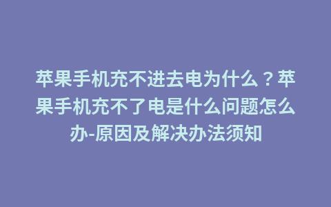 苹果手机突然充不进去电了是怎么回事