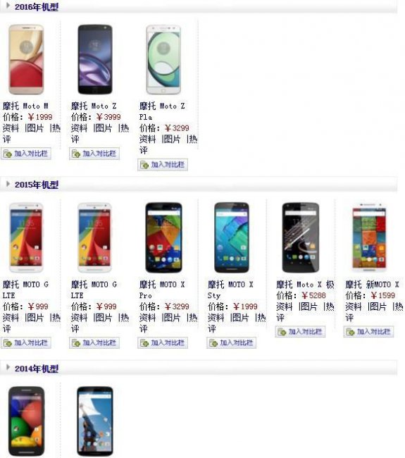 摩托罗拉手机型号大全图