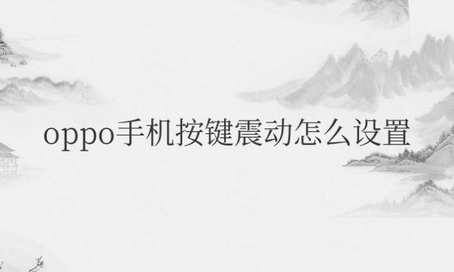 oppo手机按键震动怎么设置方法