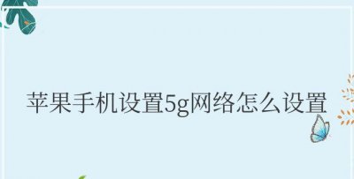 苹果手机设置5g网络怎么设置不了