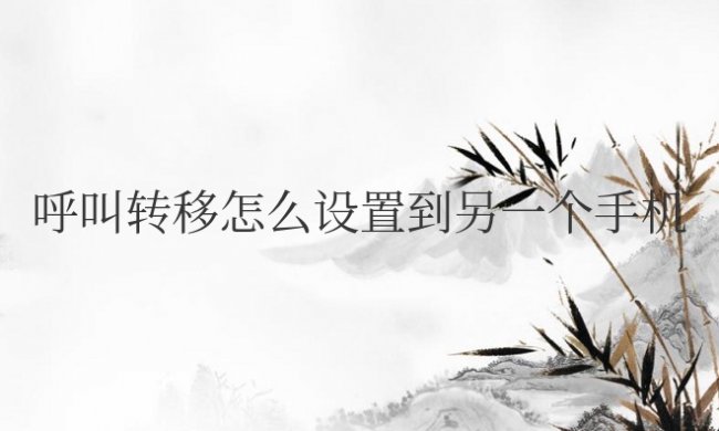 呼叫转移怎么设置到另一个手机号码