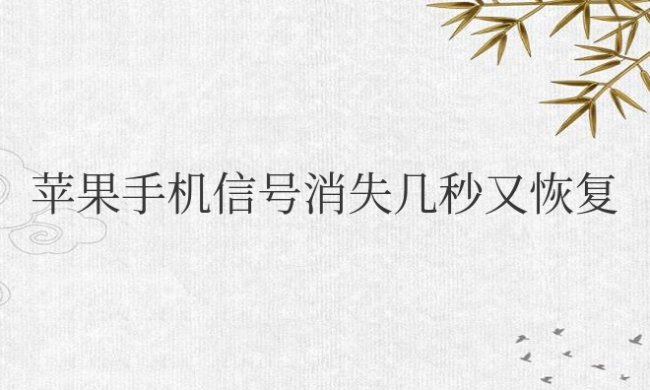 苹果手机信号消失几秒又恢复正常