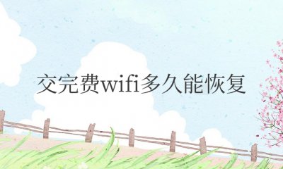 交完费wifi多久能恢复电信