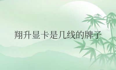 翔升显卡是几线的牌子
