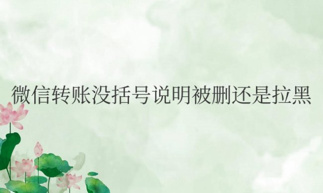 微信转账没括号说明被删还是拉黑
