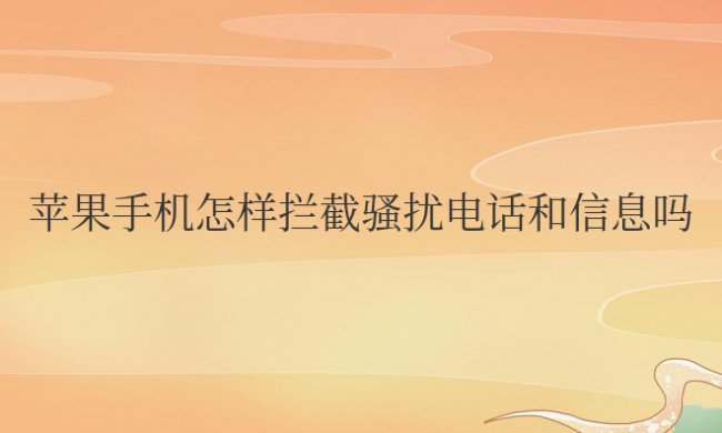 苹果手机怎样拦截骚扰电话和信息吗