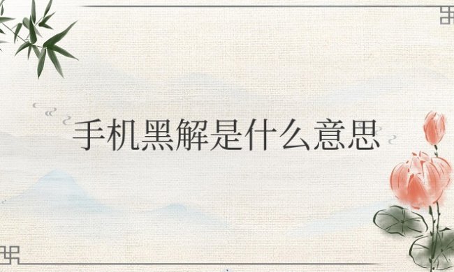 手机黑解是什么意思