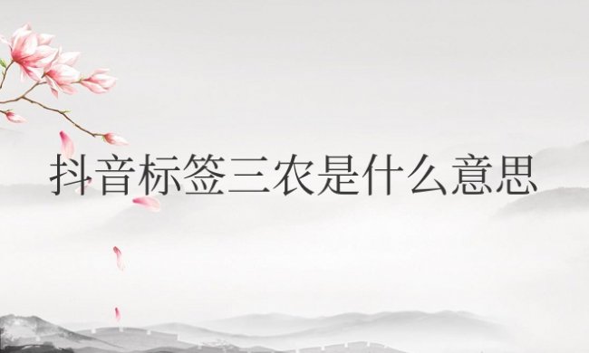 抖音标签三农是什么意思