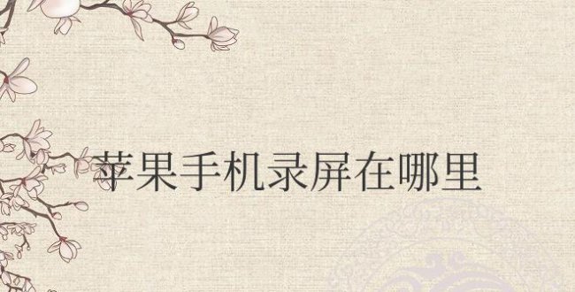 苹果手机录屏在哪里开启