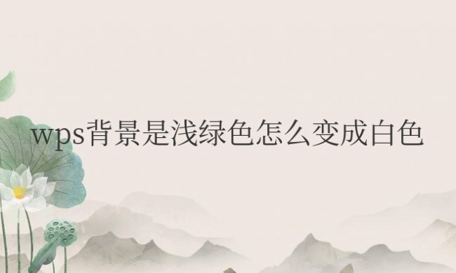 wps背景是浅绿色怎么变成白色