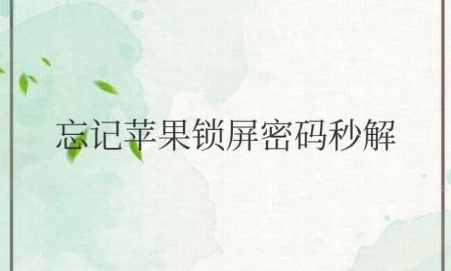 忘记苹果锁屏密码秒解没有电脑