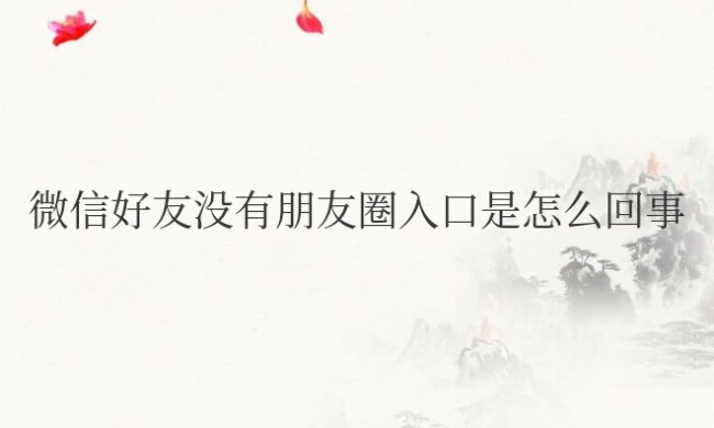 微信好友没有朋友圈入口是怎么回事,之前有,突然没有的