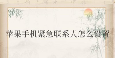 苹果手机紧急联系人怎么设置