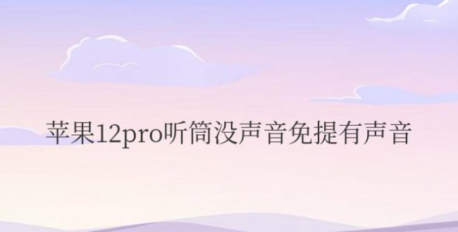 苹果12pro听筒没声音免提有声音