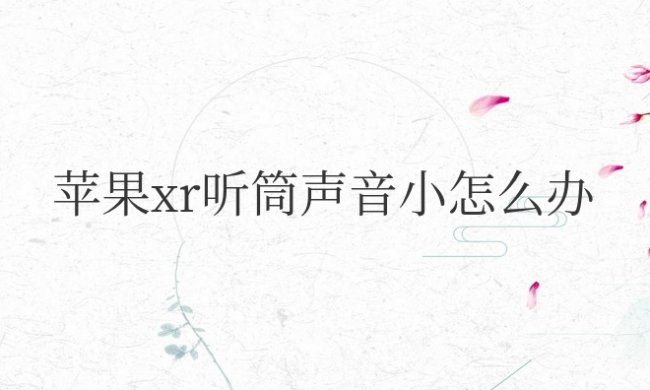 苹果xr听筒声音小怎么办