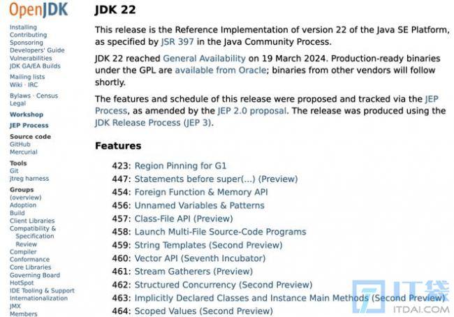Oracle正式发布JDK22